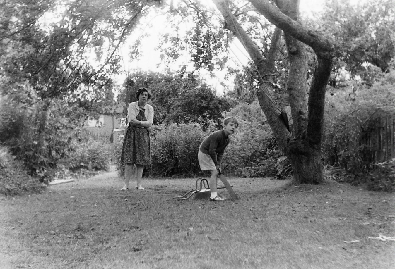 Philip takes guard at the pavilion end . . .