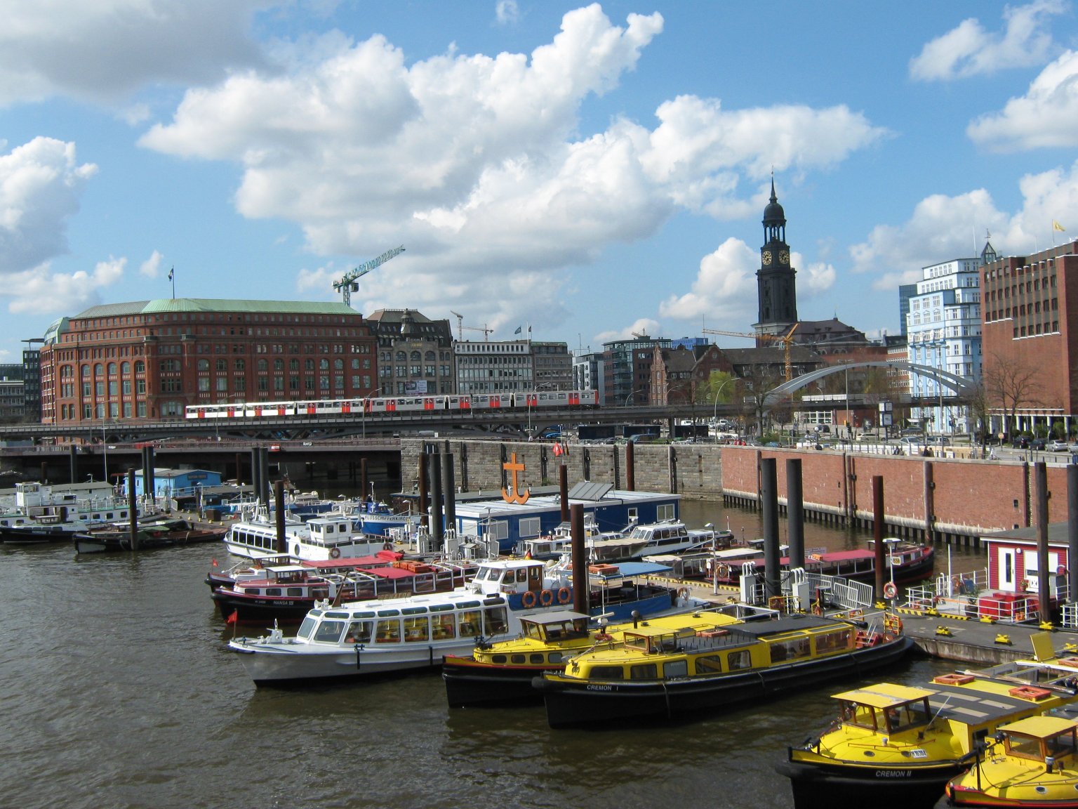 Pleasure boats abound in the port of Hamburg